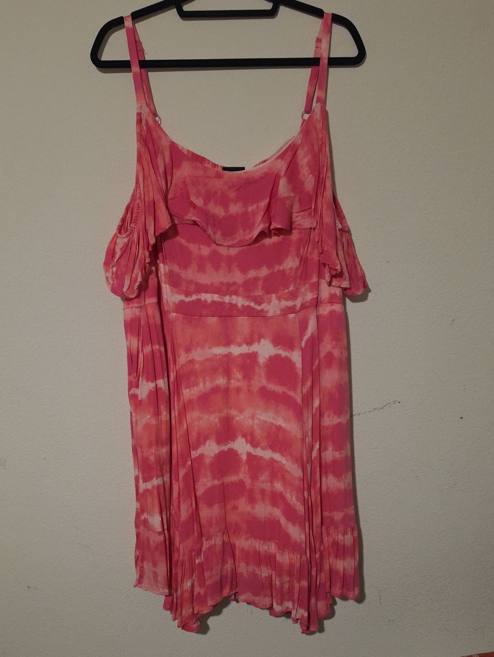 torrid Pink Tie-Dye Cold-Shoulder Ruffle Camisole